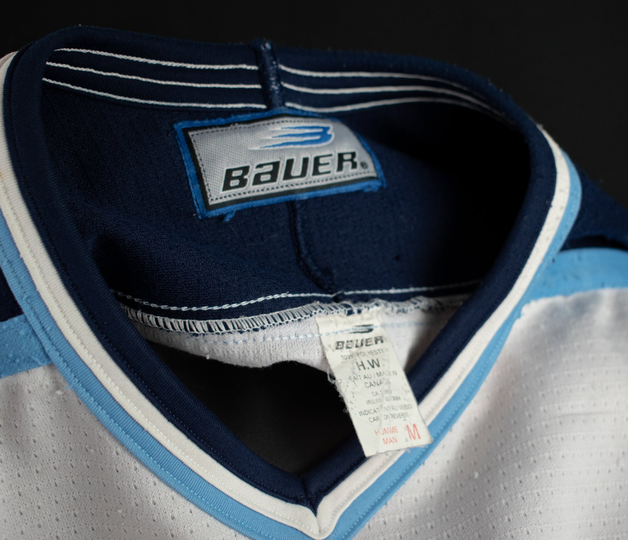 Flyers Hockey Jersey White Blue Medium HW Bauer Used Vintage Hockey Jersey