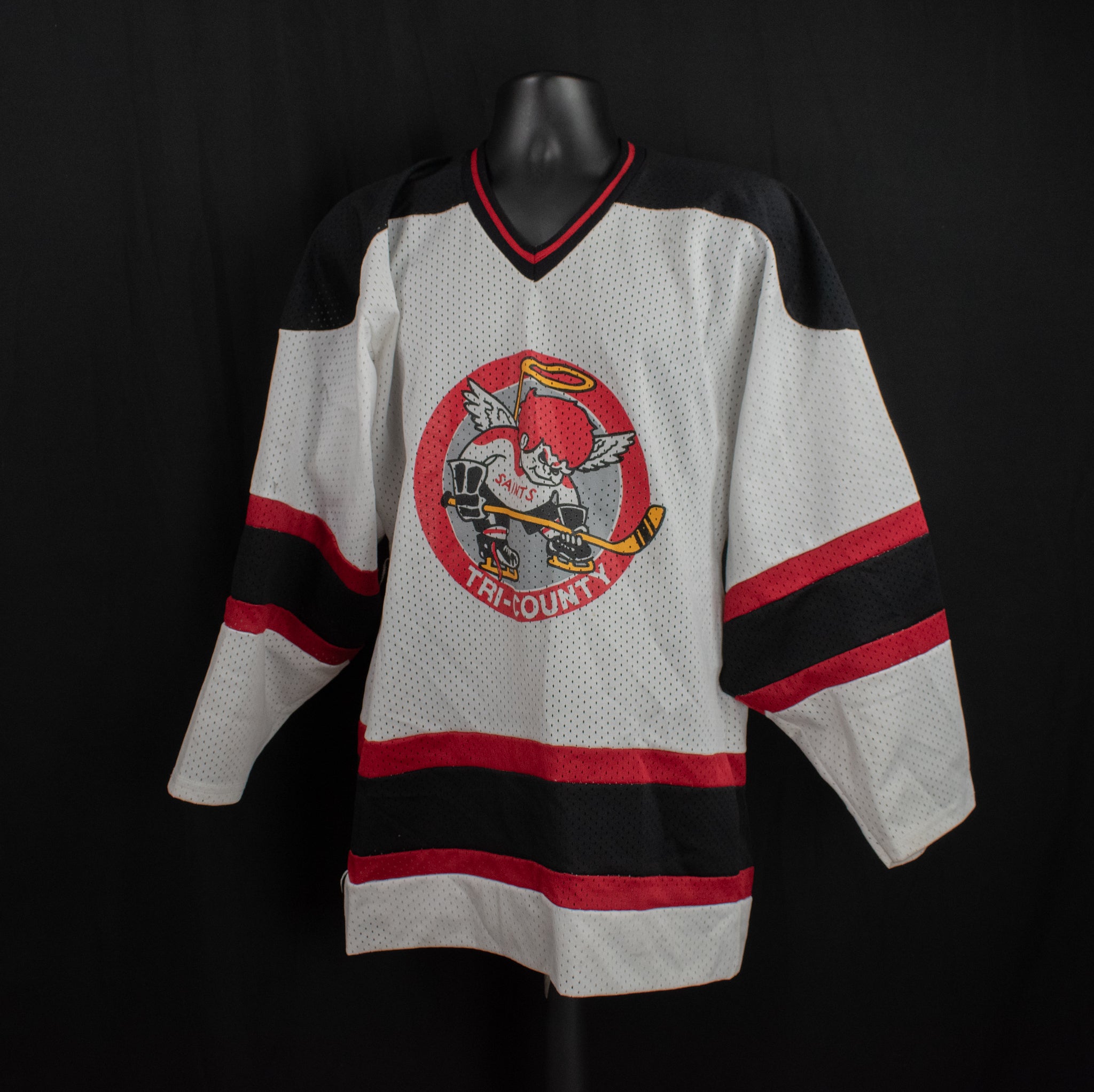 Athletic Hockey Jersey Medium Tri-County Saints Whittaker 20 White Black Red Youth Hockey