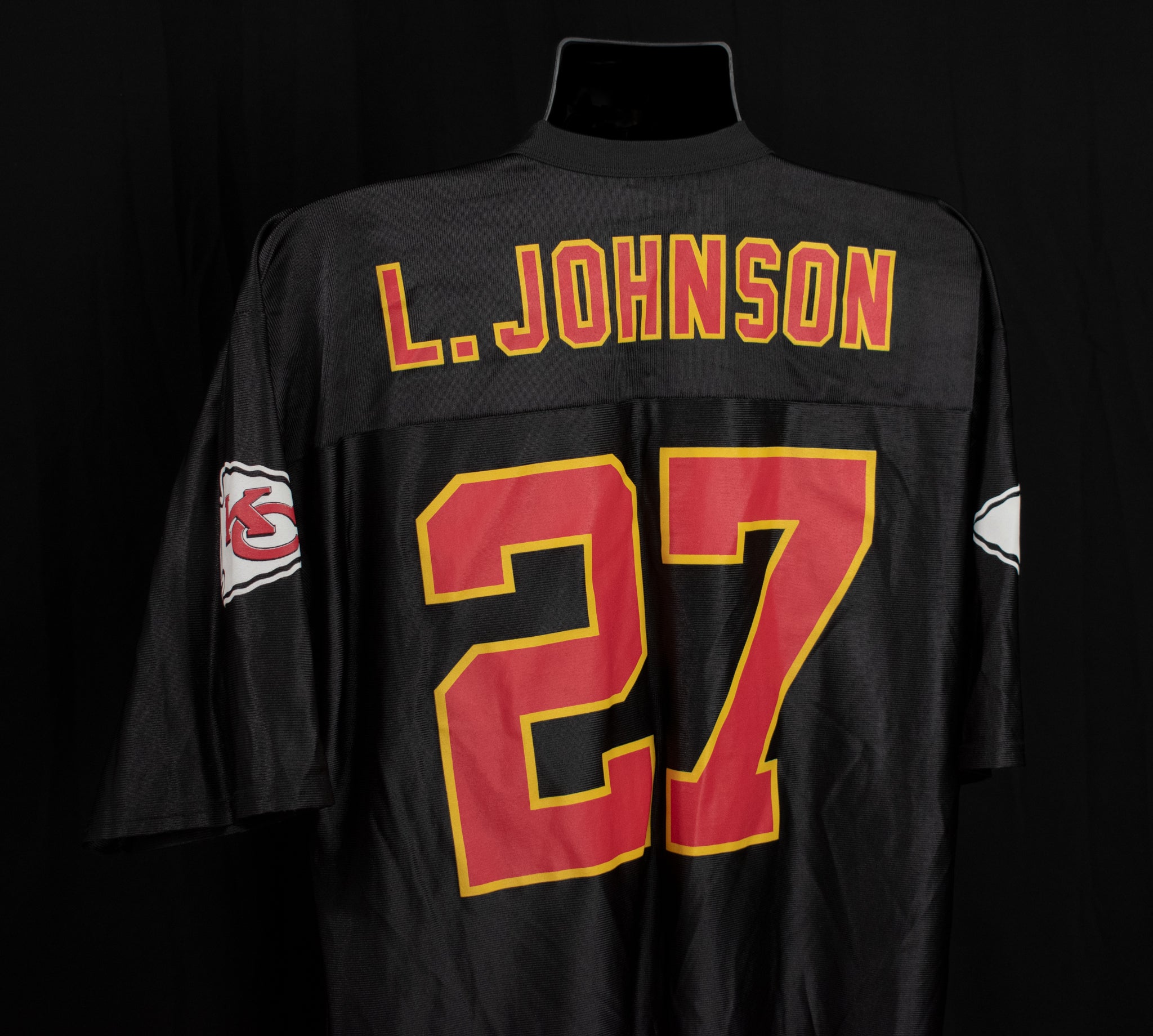 Kansas City Chiefs Football Jersey Black Large L Johnson 27 Authentic Jersey NFL