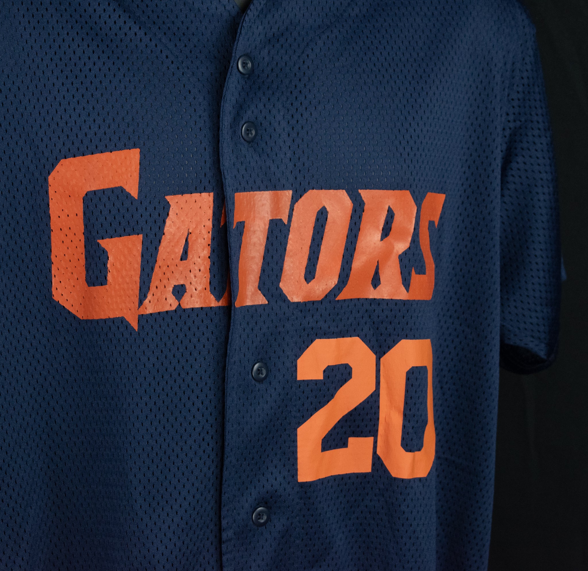 Gators 20 X-Large Blue Button Up Jersey Shirt Used