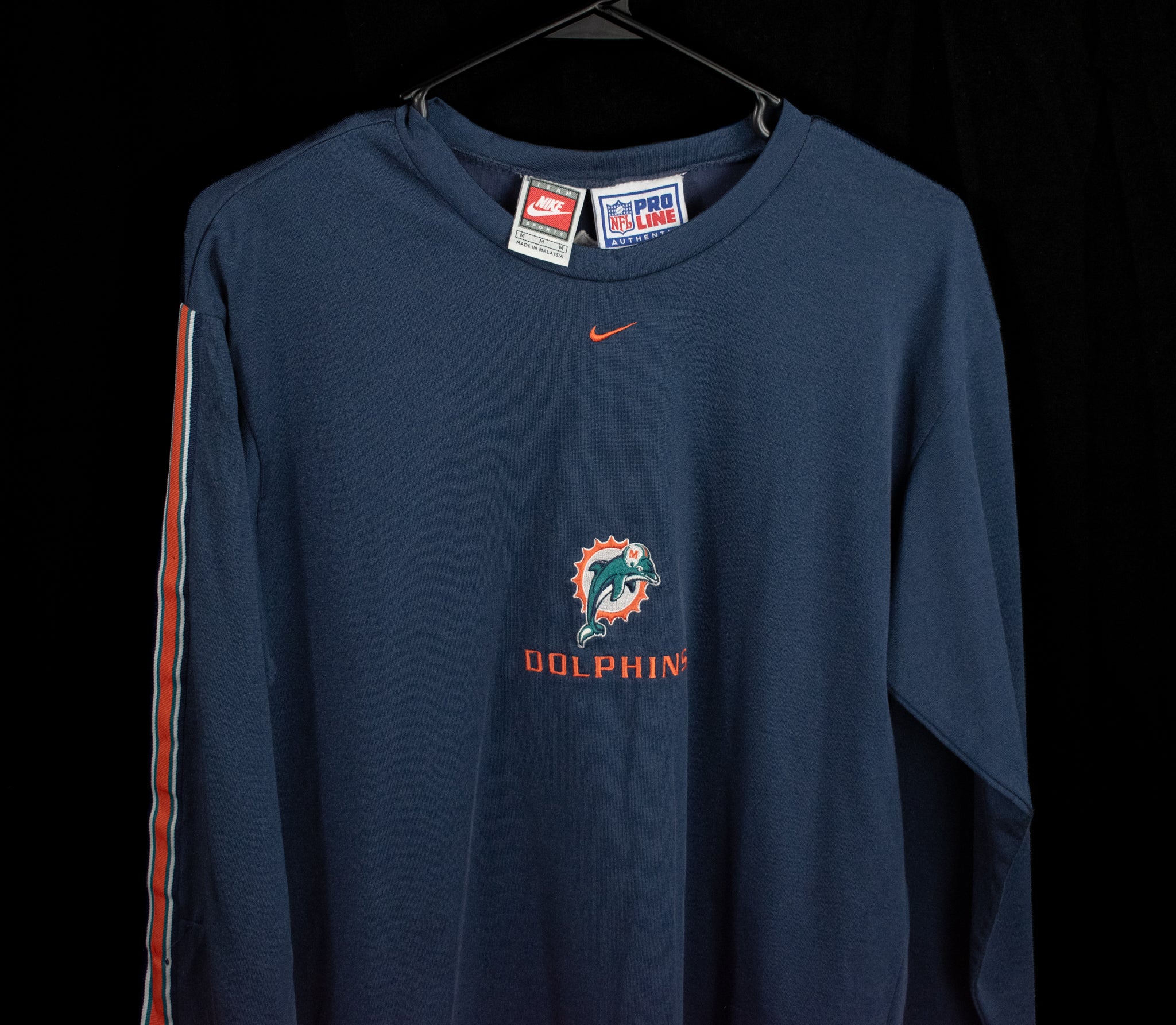 Miami Dolphins Nike Long Sleeve Vintage Pro Line Jersey Shirt Medium Shirt NFL Football