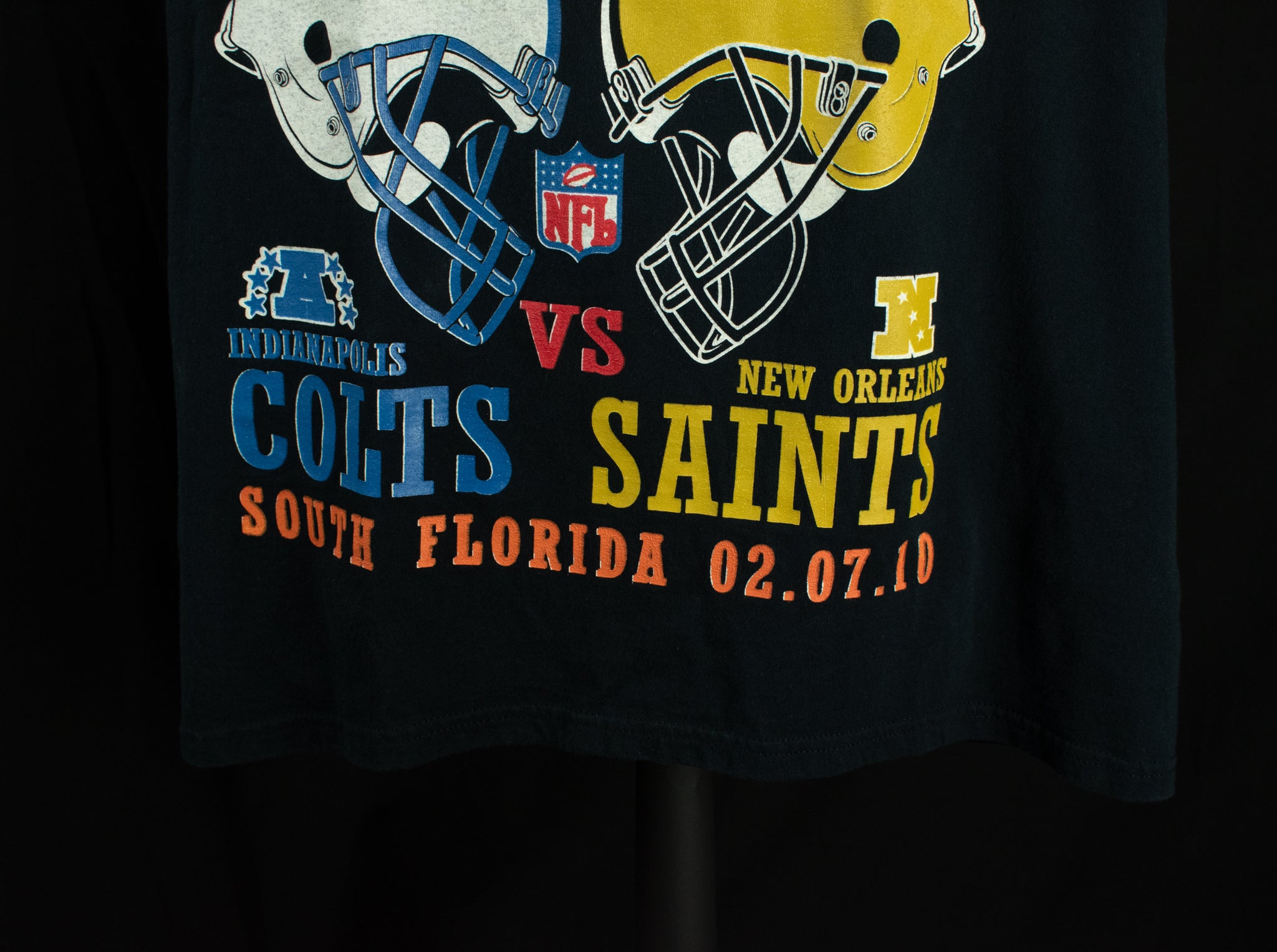 New Orleans Saints Large T-Shirt NFL Super Bowl 44 Champions Vintage Black Shirt