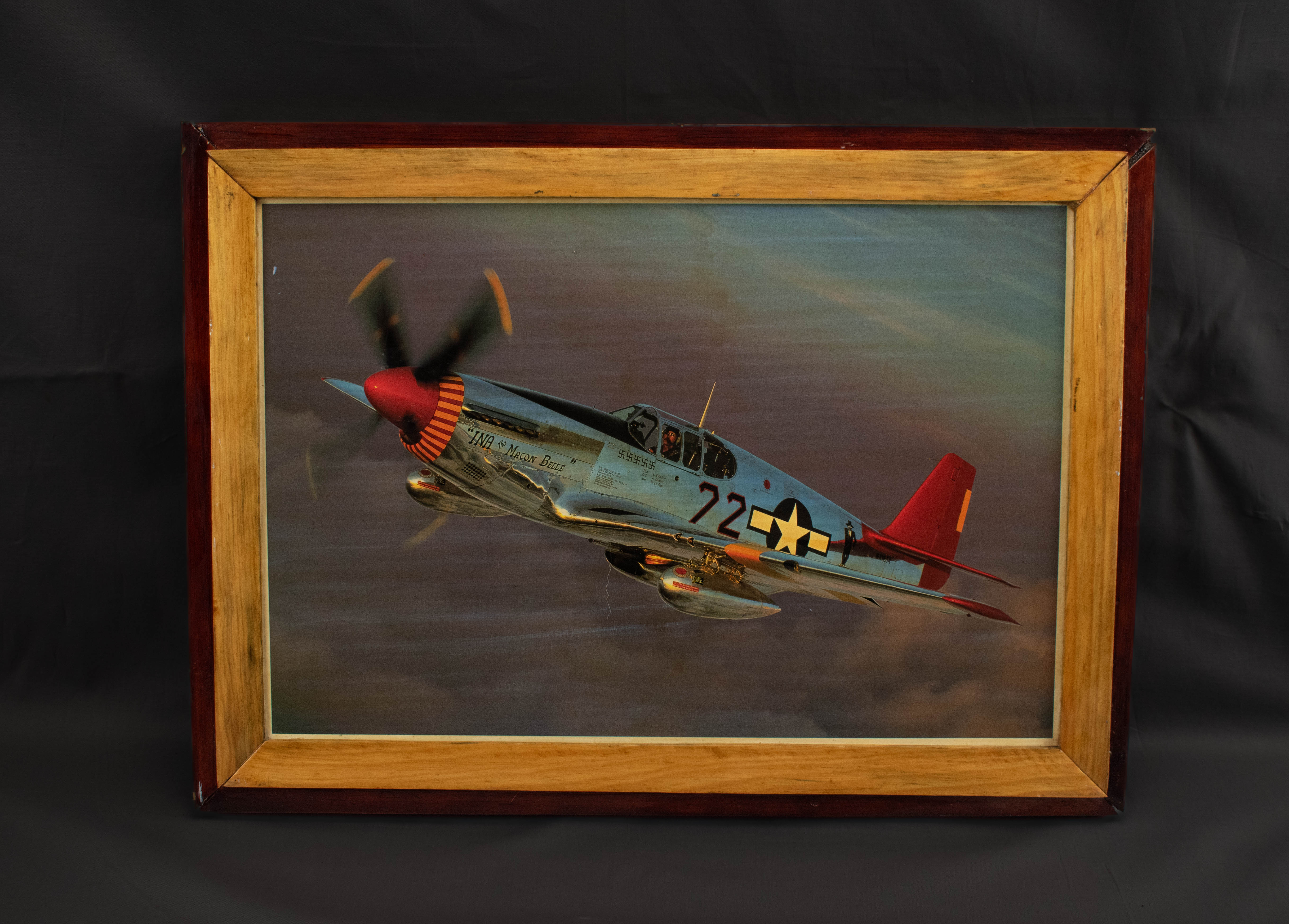 North American P-51C 10-NT Mustang Photo Framed In Wood Vintage Plane Image 20x15