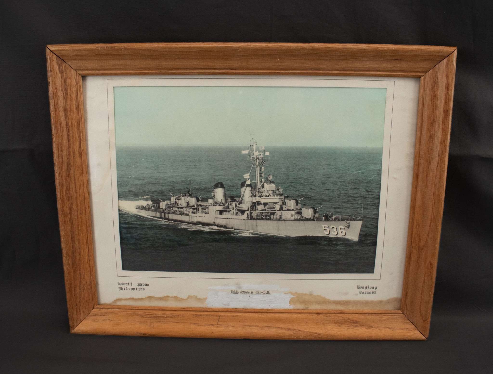 USS Owens DD-536 Philipines Japan Hong Kong Frame Photo 14x18"