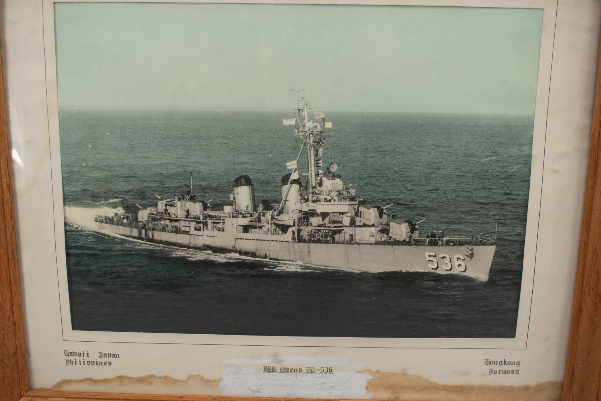 USS Owens DD-536 Philipines Japan Hong Kong Frame Photo 14x18"