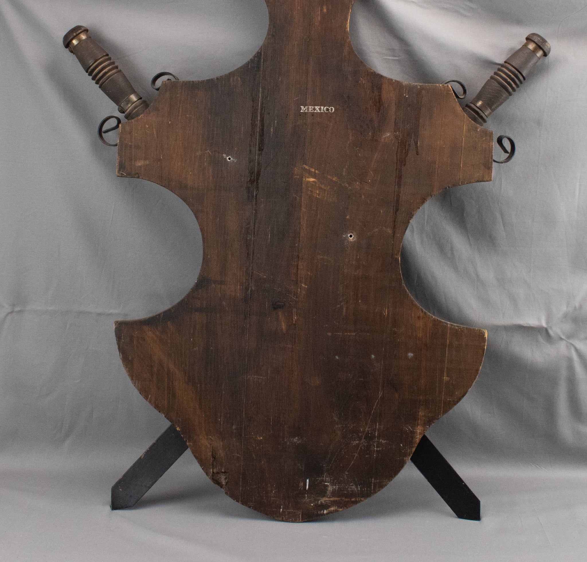 Sword And Shield Wood Display Mexico Vintage 36x19 Used
