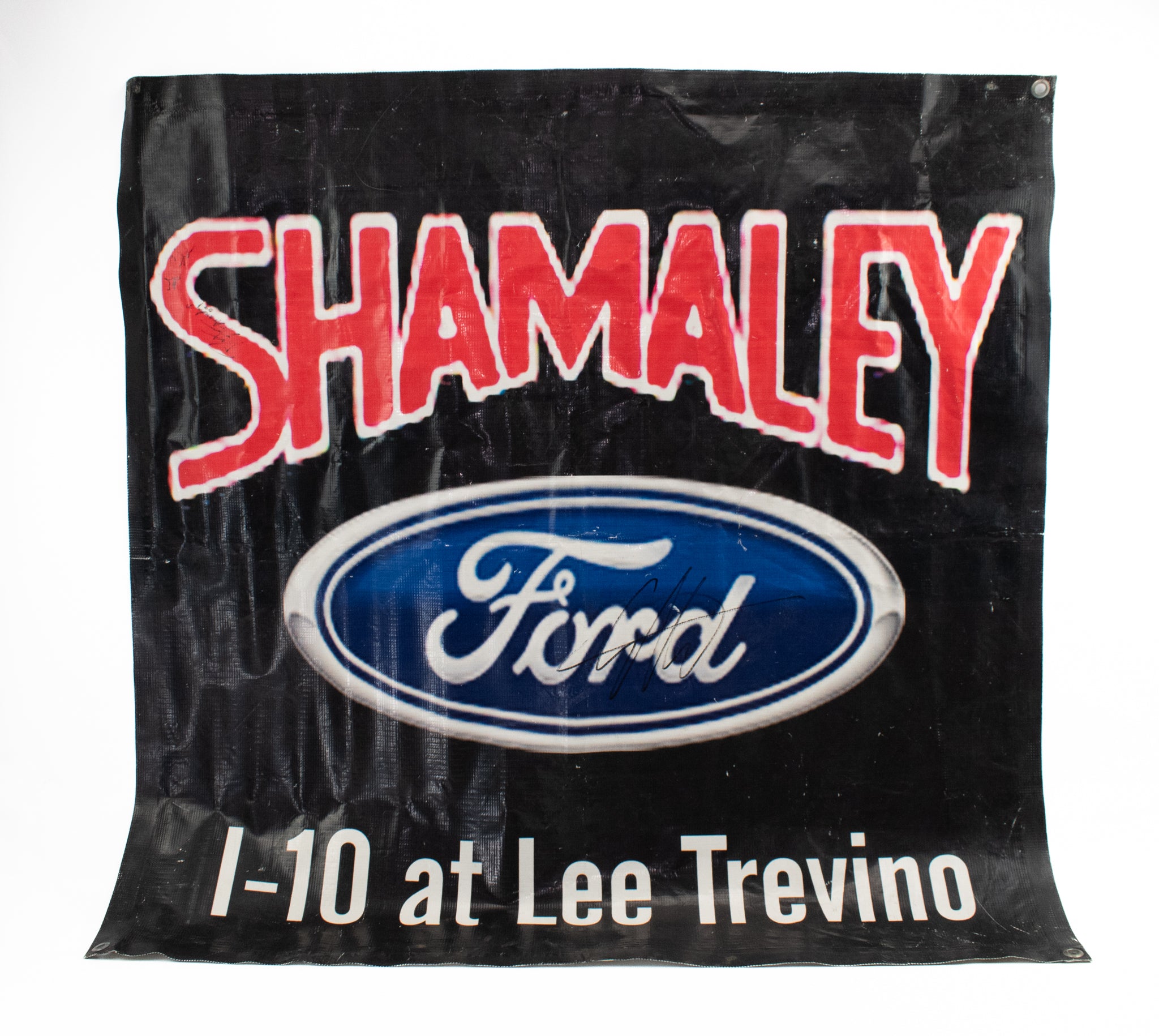 FORD Banner 38x39 Black Ford Motorsports Wall Banner Used Signed Shamaley Ford