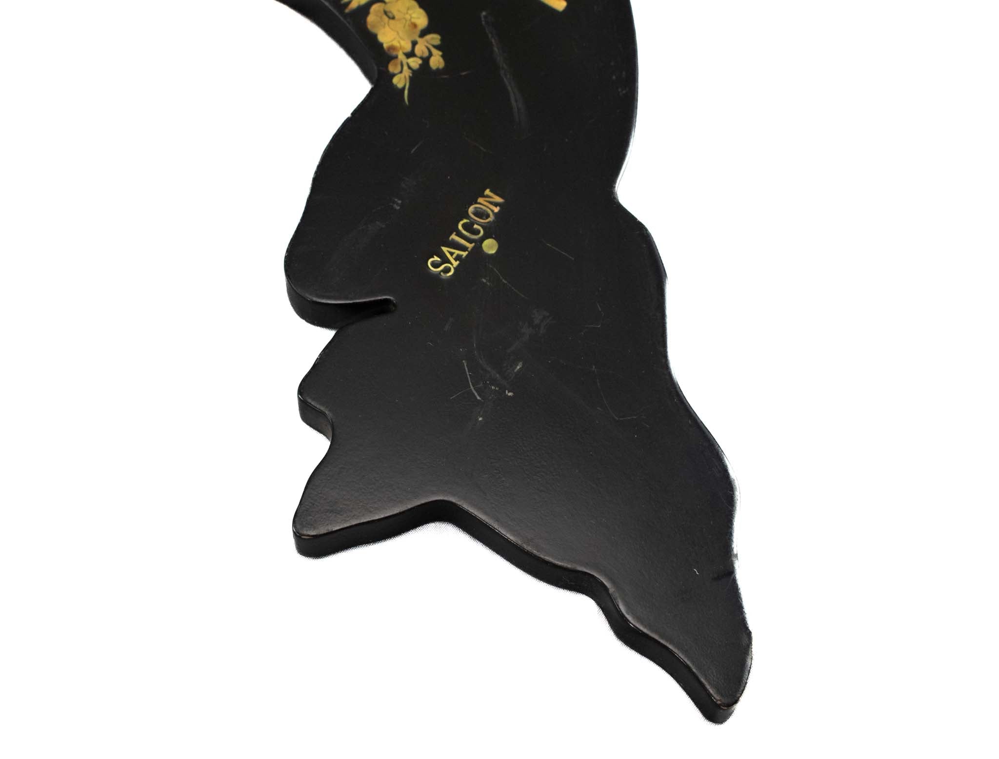 Vintage Asian Clock Hanoi Hue Saigon Clock Black 27in Used Black and Gold