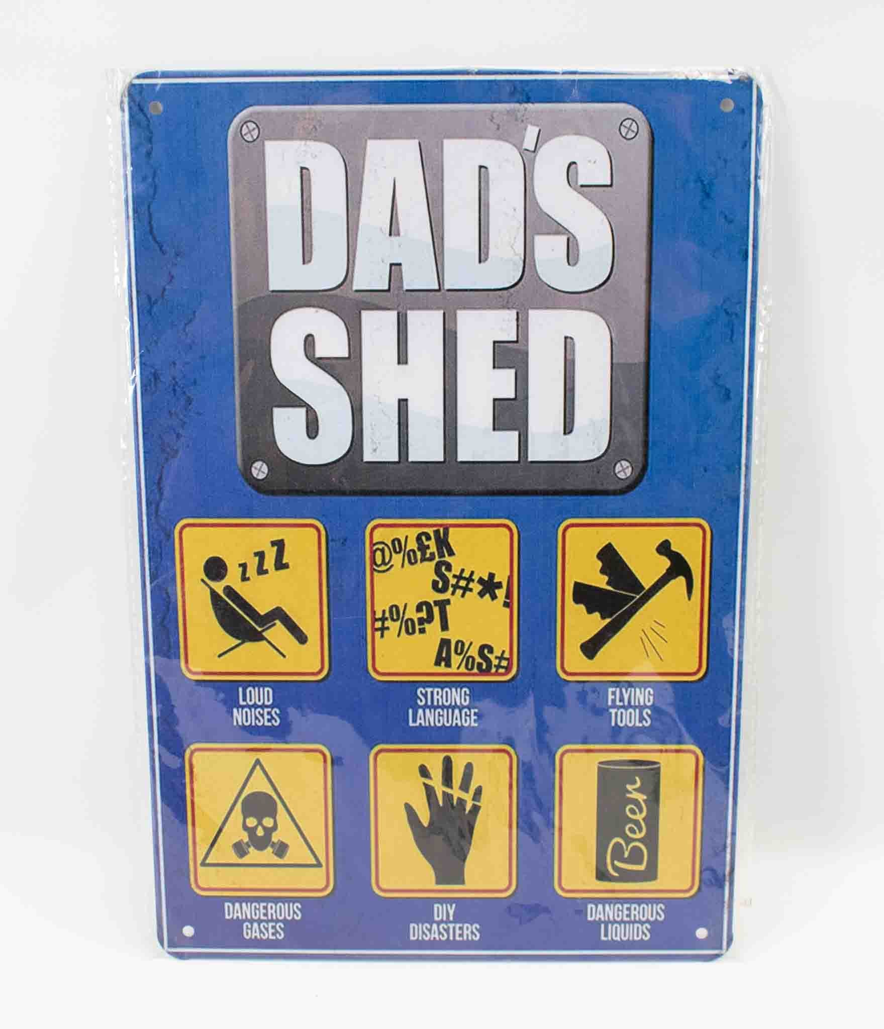 Dads Shed Metal Tin Sign New Blue 11x7in Man Shed Fathers Gift