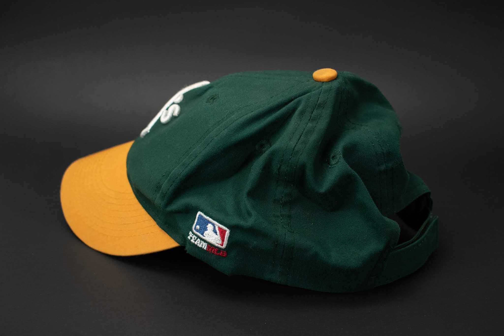 A’s Green and yellow Baseball Cap Snapback MLB Used Youth OC Sports