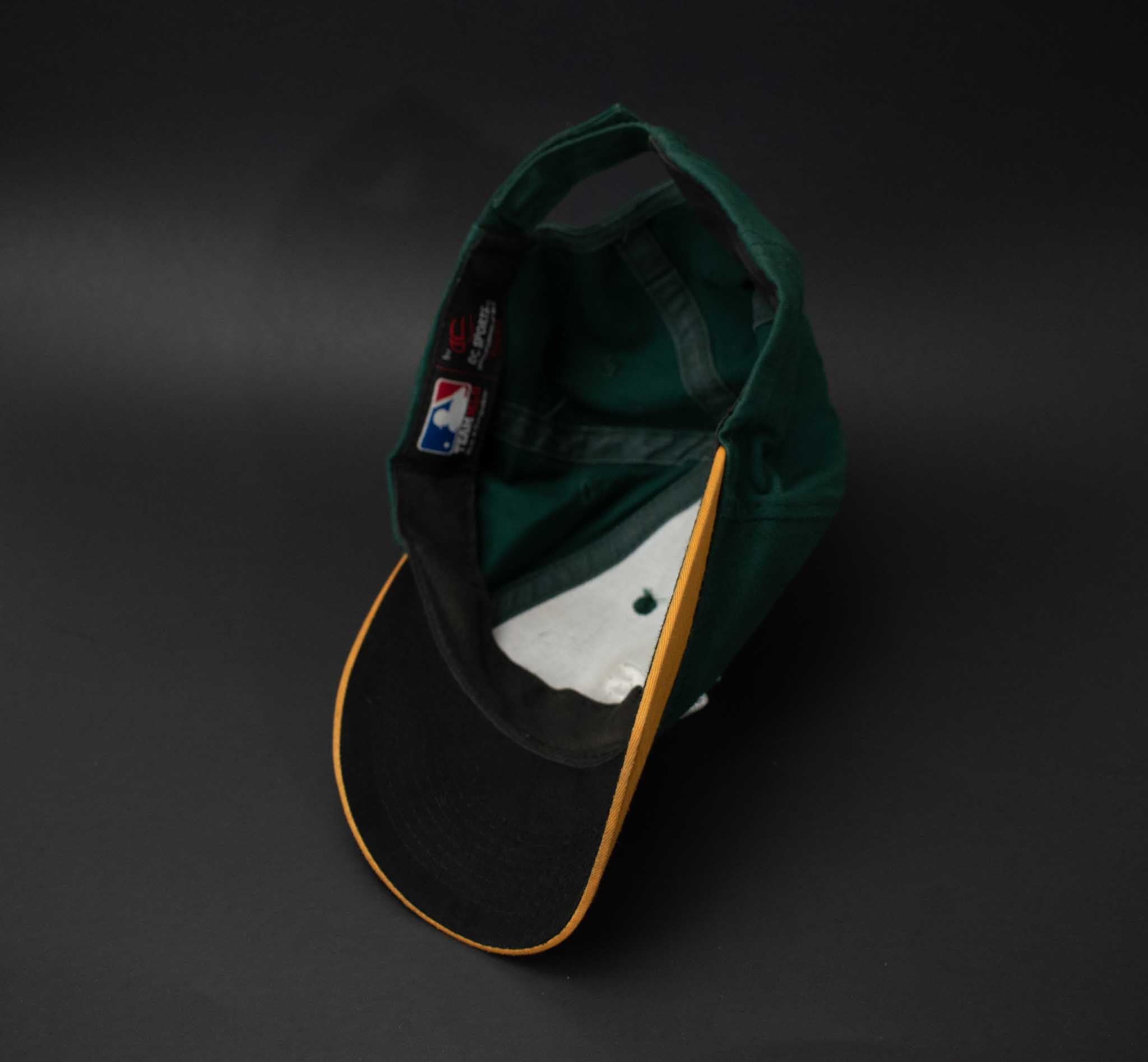 A’s Green and yellow Baseball Cap Snapback MLB Used Youth OC Sports
