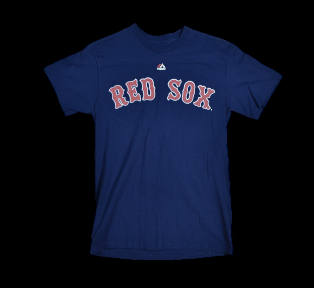 Boston Red Sox Mens Small T-Shirt Used Majestic Blue Adult Short Sleeve