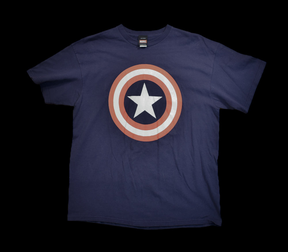 Captain America Men's T-Shirt X-Large Blue Marvel Comics T-Shirt Authentic