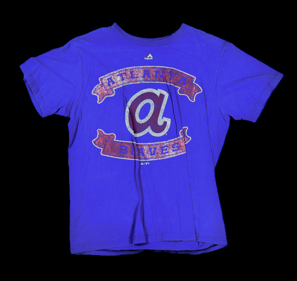 Atlanta Braves Mens T-Shirt Large MLB Baseball Shirt Authentic used Faded Large blue