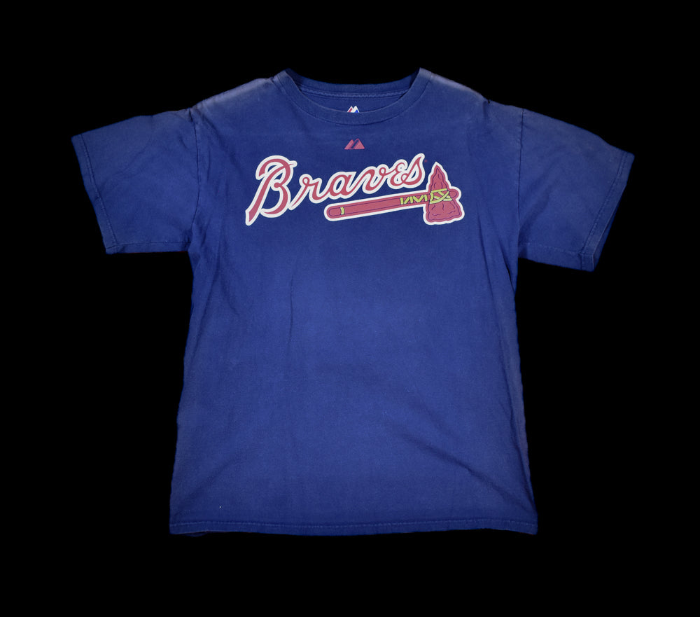 Atlanta Braves Mens T-Shirt MLB Baseball Shirt Authentic Large Majestic Used