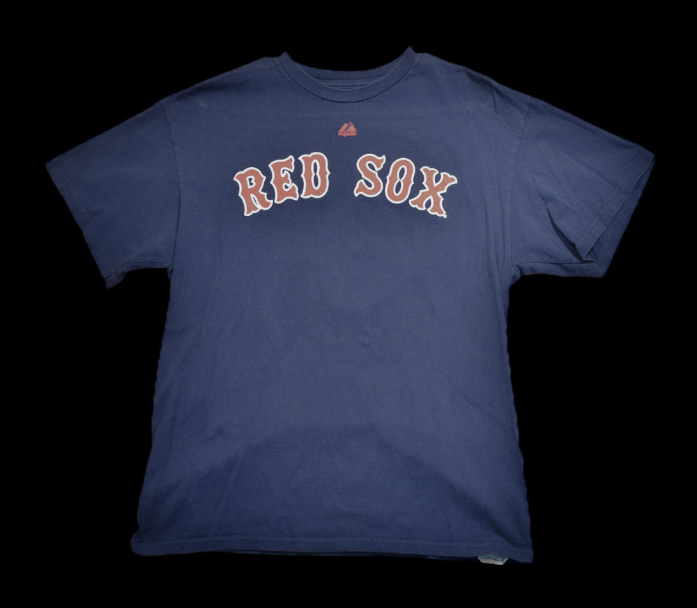 Boston Red Sox MLB Baseball T-Shirt Large Majestic Used 31 Lester Blue