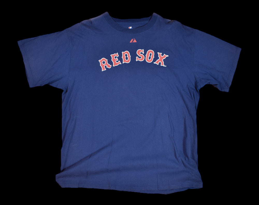 Red Sox T-Shirt Majestic Used MLB Baseball T-Shirt Mens Elisbury 46 2008 Large