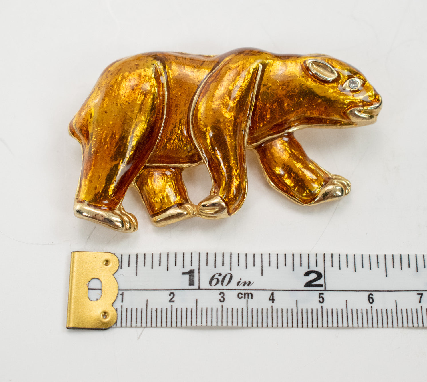 Bear Brooch pin Vintage Collectible pin 2 and half inch used GOLD