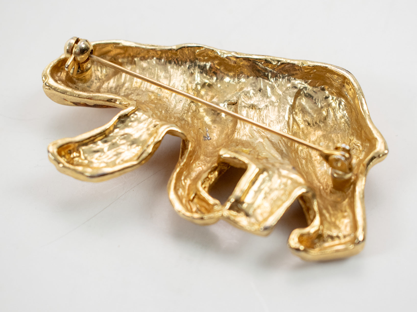 Bear Brooch pin Vintage Collectible pin 2 and half inch used GOLD