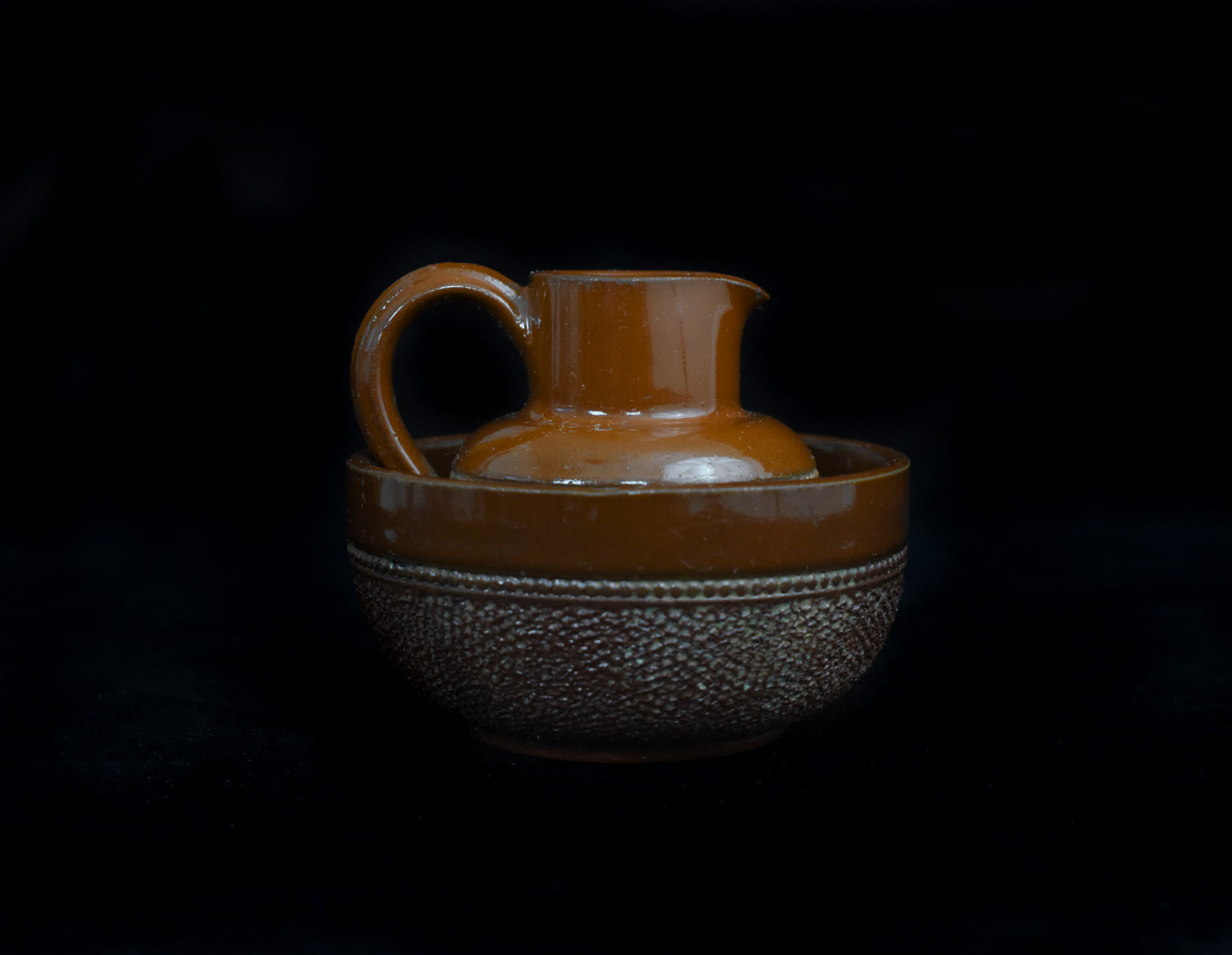 Jug and Bowl Brown Glazed Stoneware