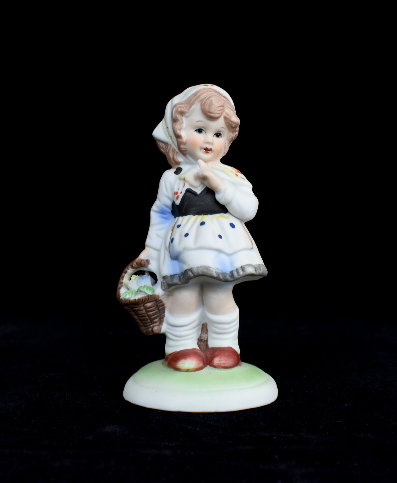 Ceramic Figure 5 inch Girl Little Girl Picking Flowers Used