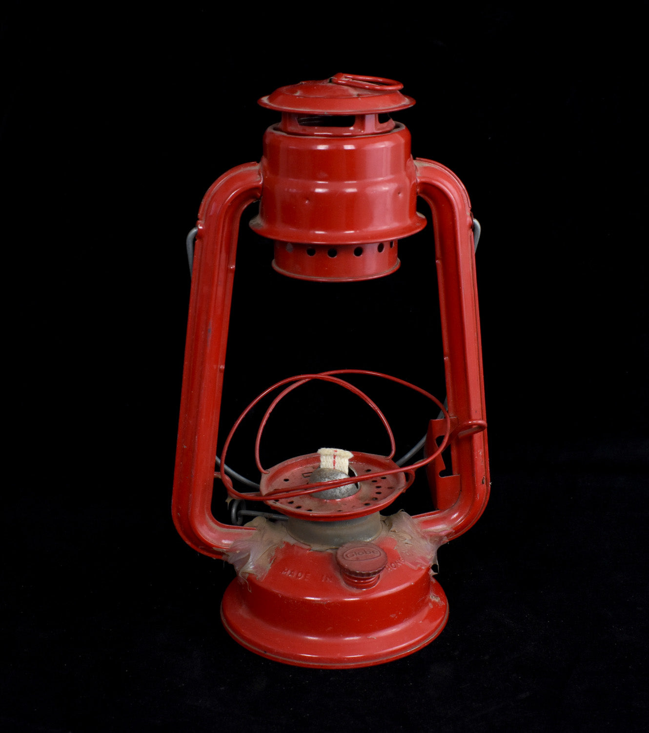 Red Lantern Vintage No Glass Used Damaged