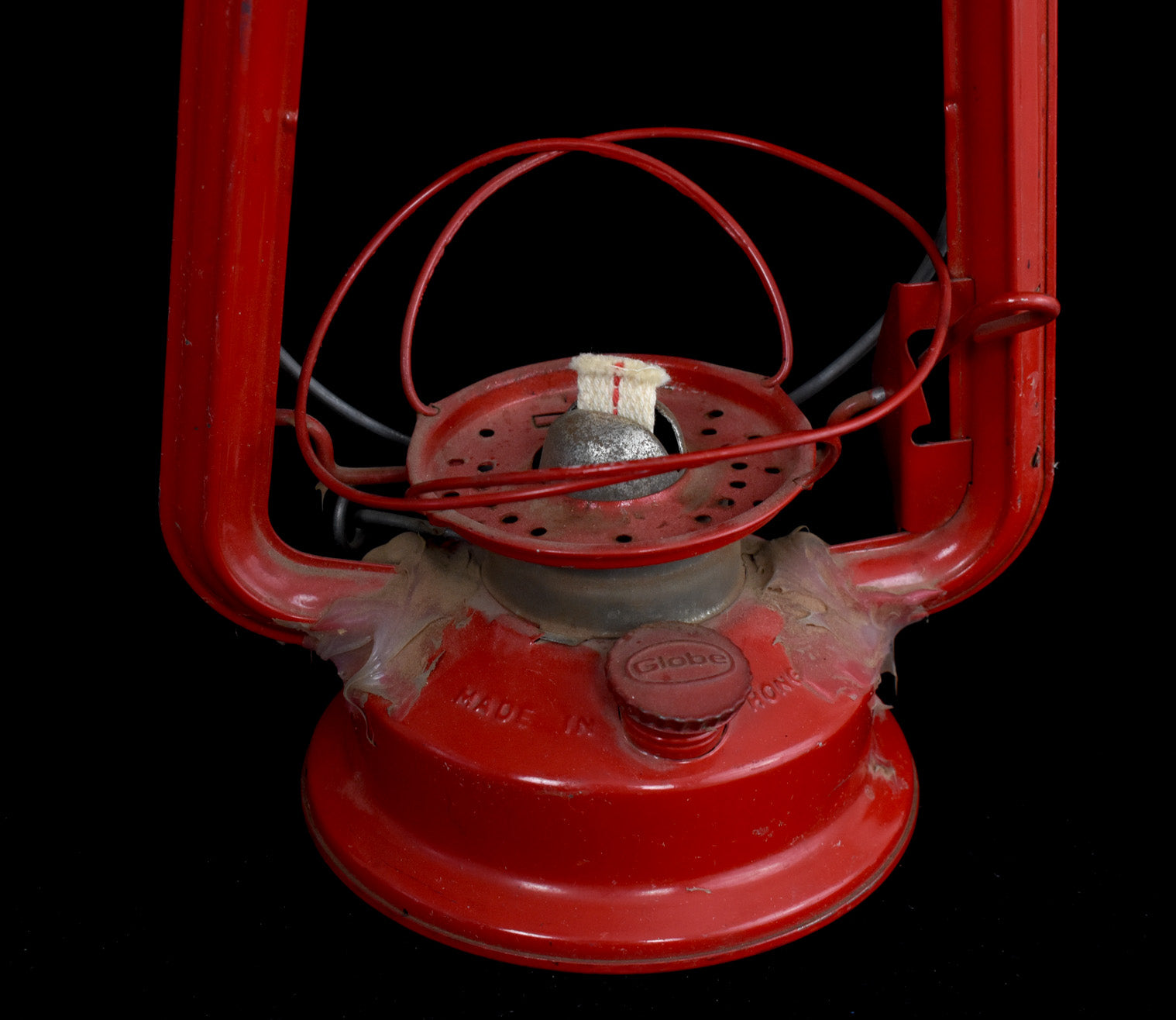 Red Lantern Vintage No Glass Used Damaged