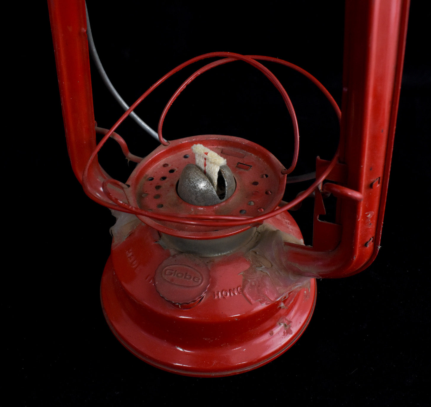 Red Lantern Vintage No Glass Used Damaged