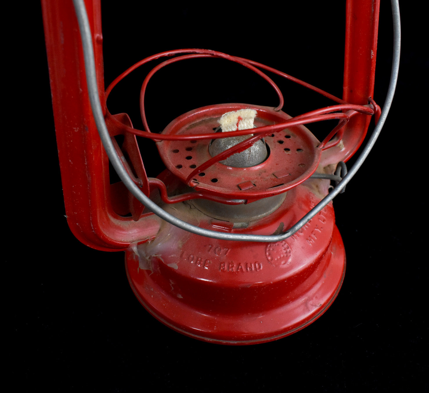 Red Lantern Vintage No Glass Used Damaged