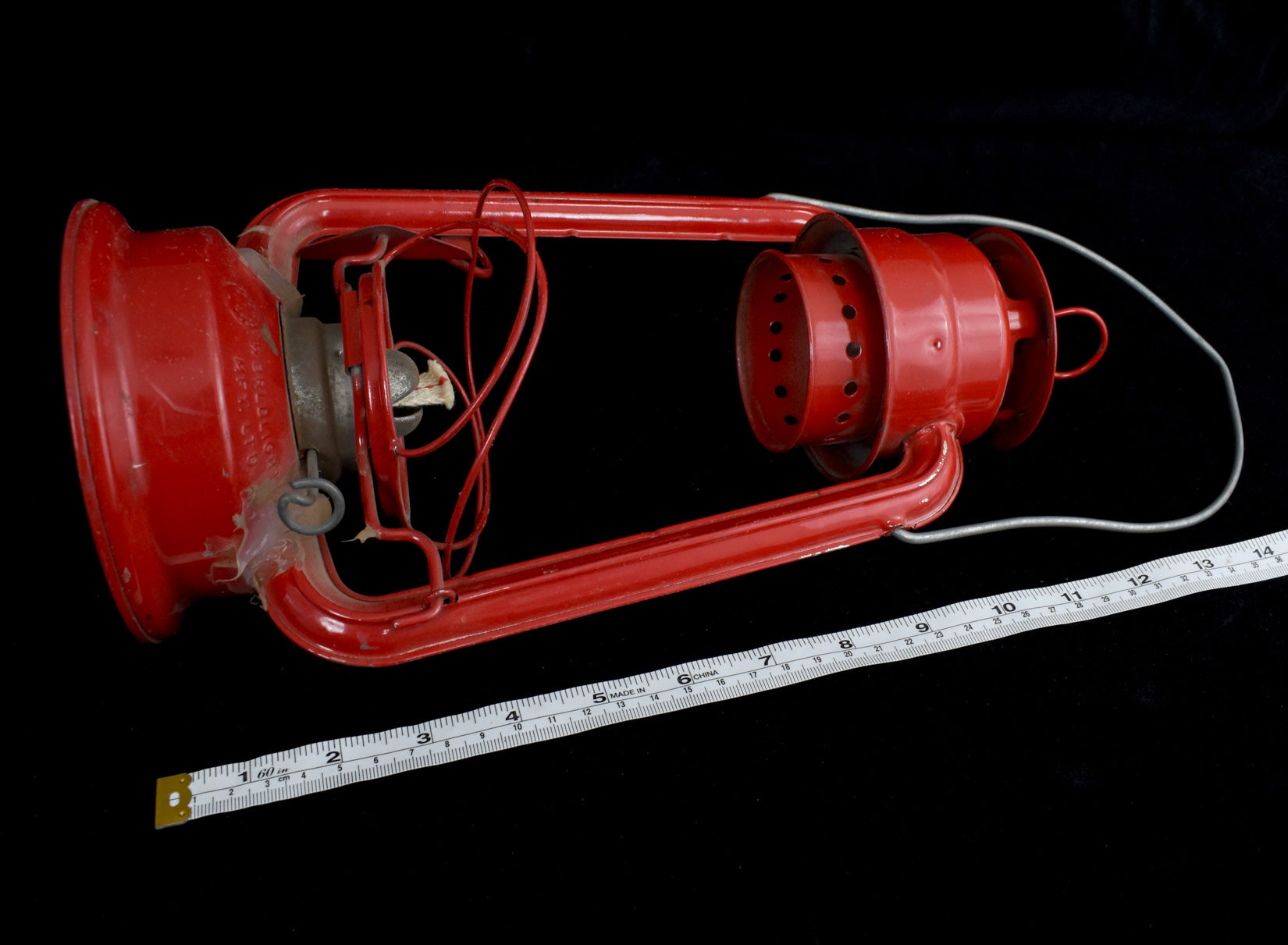 Red Lantern Vintage No Glass Used Damaged