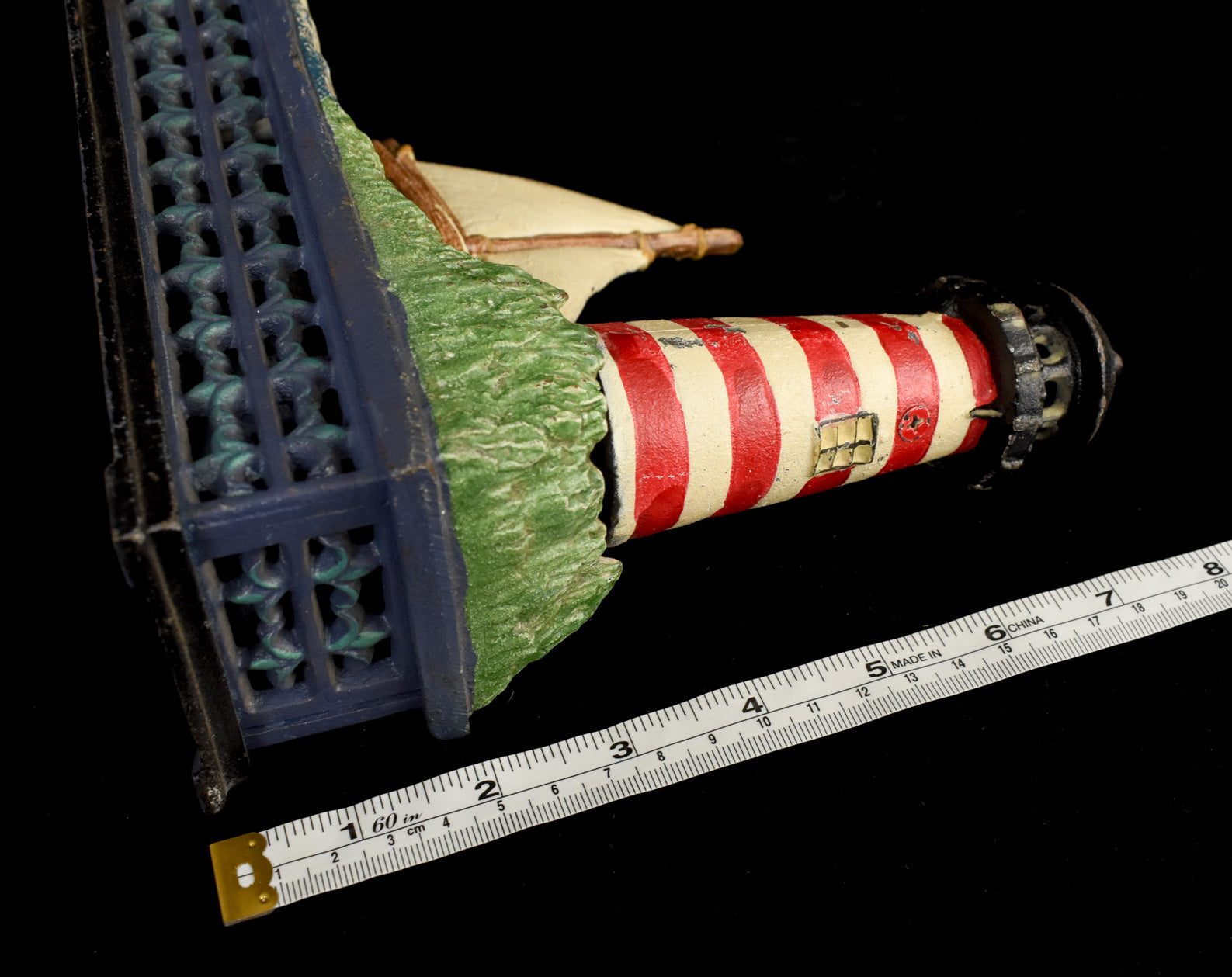 Bits & Pieces Cast Iron Nautical Light House and Sailboat Coin Bank Used
