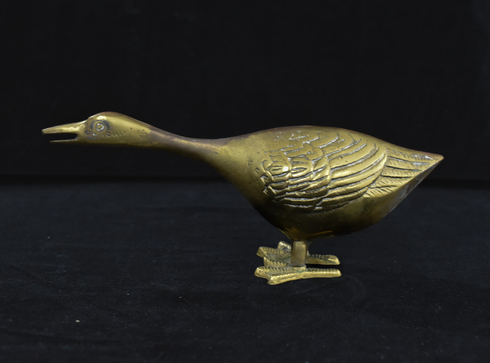 Vintage Brass Long Neck Goose Figurine Card note Holder Mid Century USED