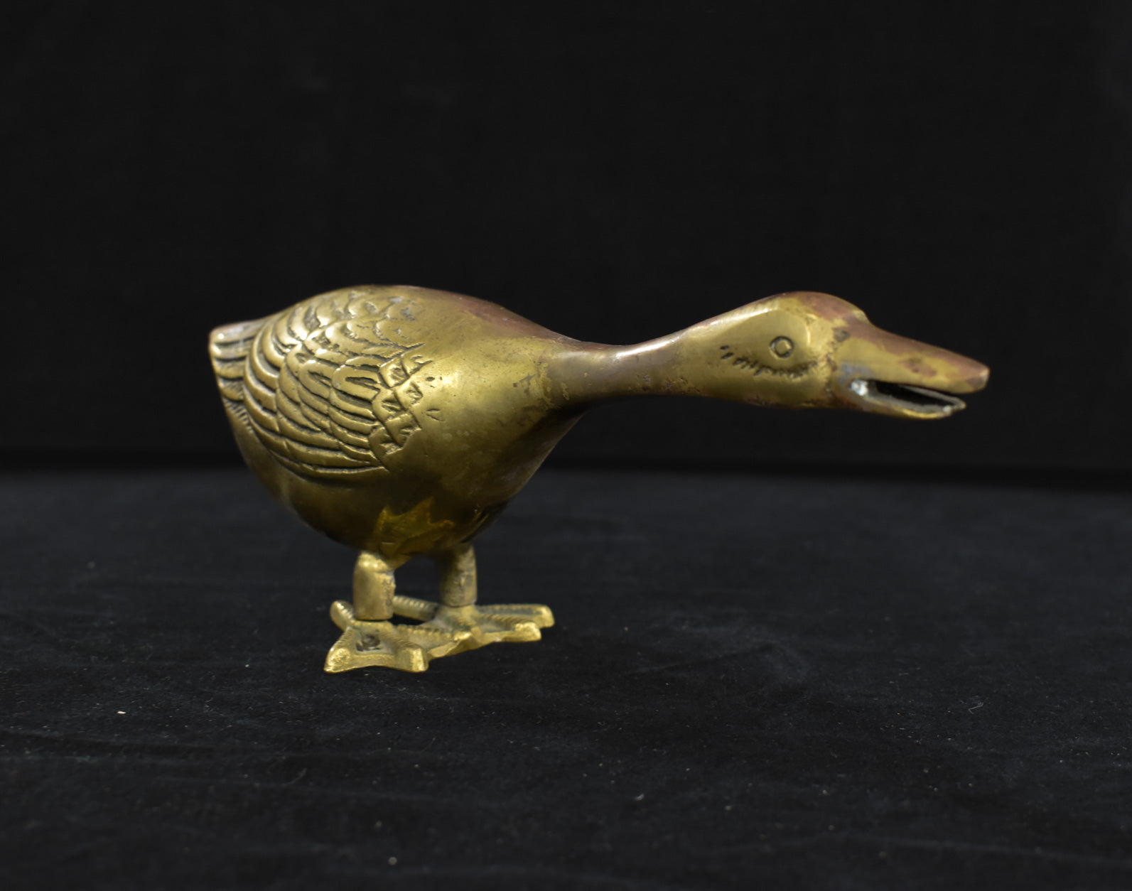 Vintage Brass Long Neck Goose Figurine Card note Holder Mid Century USED