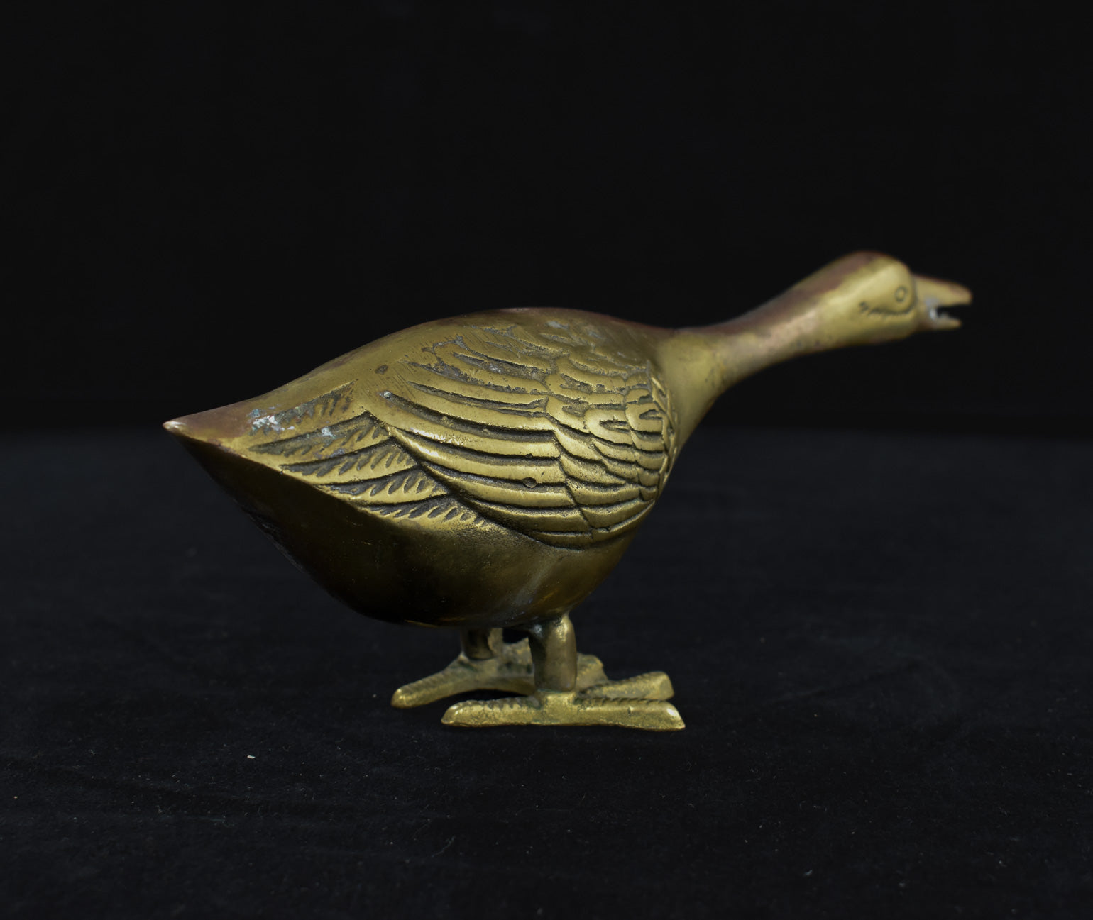 Vintage Brass Long Neck Goose Figurine Card note Holder Mid Century USED