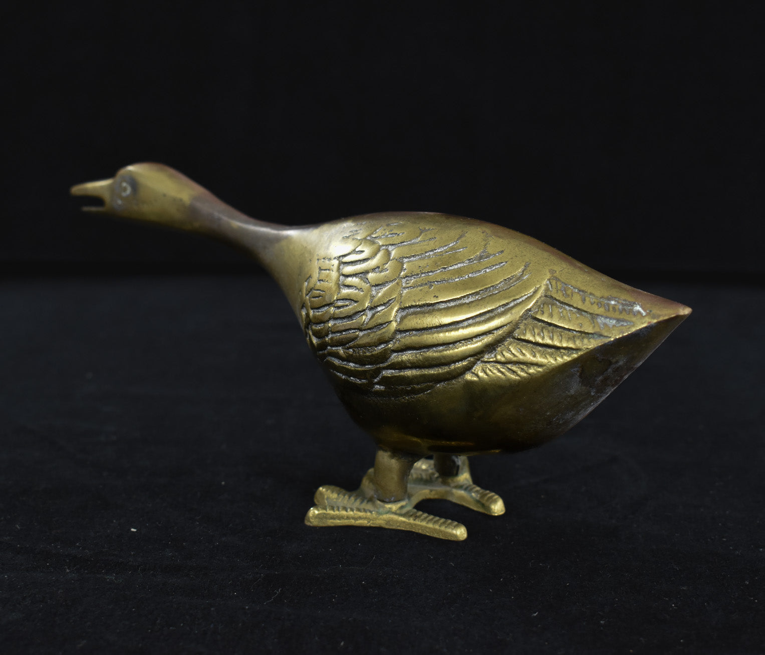 Vintage Brass Long Neck Goose Figurine Card note Holder Mid Century USED