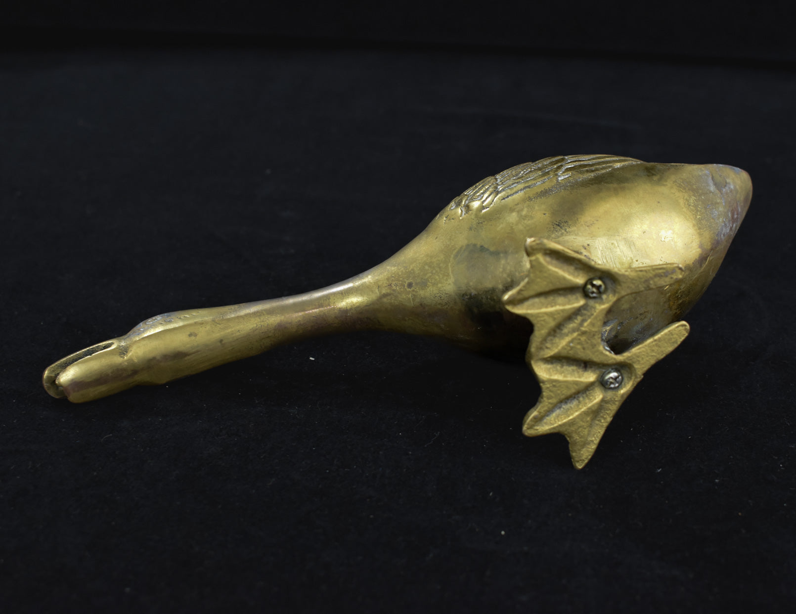 Vintage Brass Long Neck Goose Figurine Card note Holder Mid Century USED
