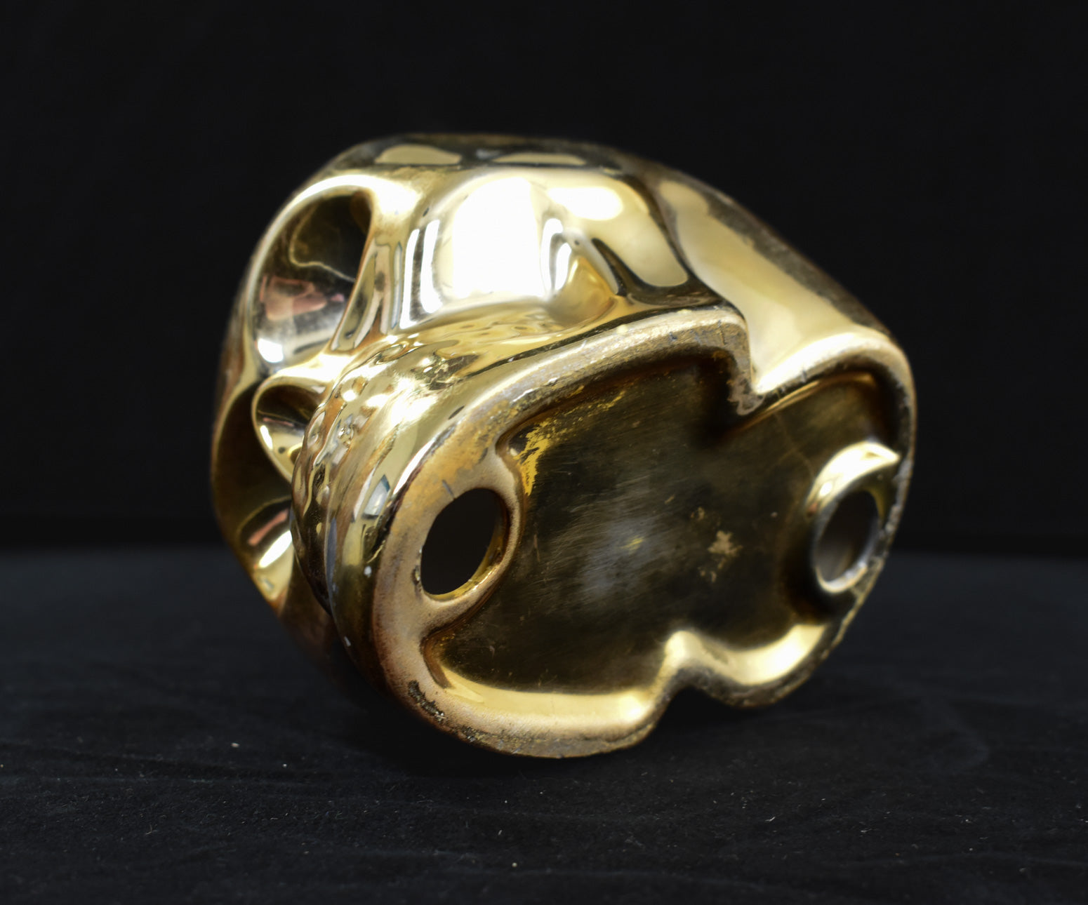 Electroplated Shiny Gold Cranium Skull Head Money Bank Resin Figurine 6in x 5in