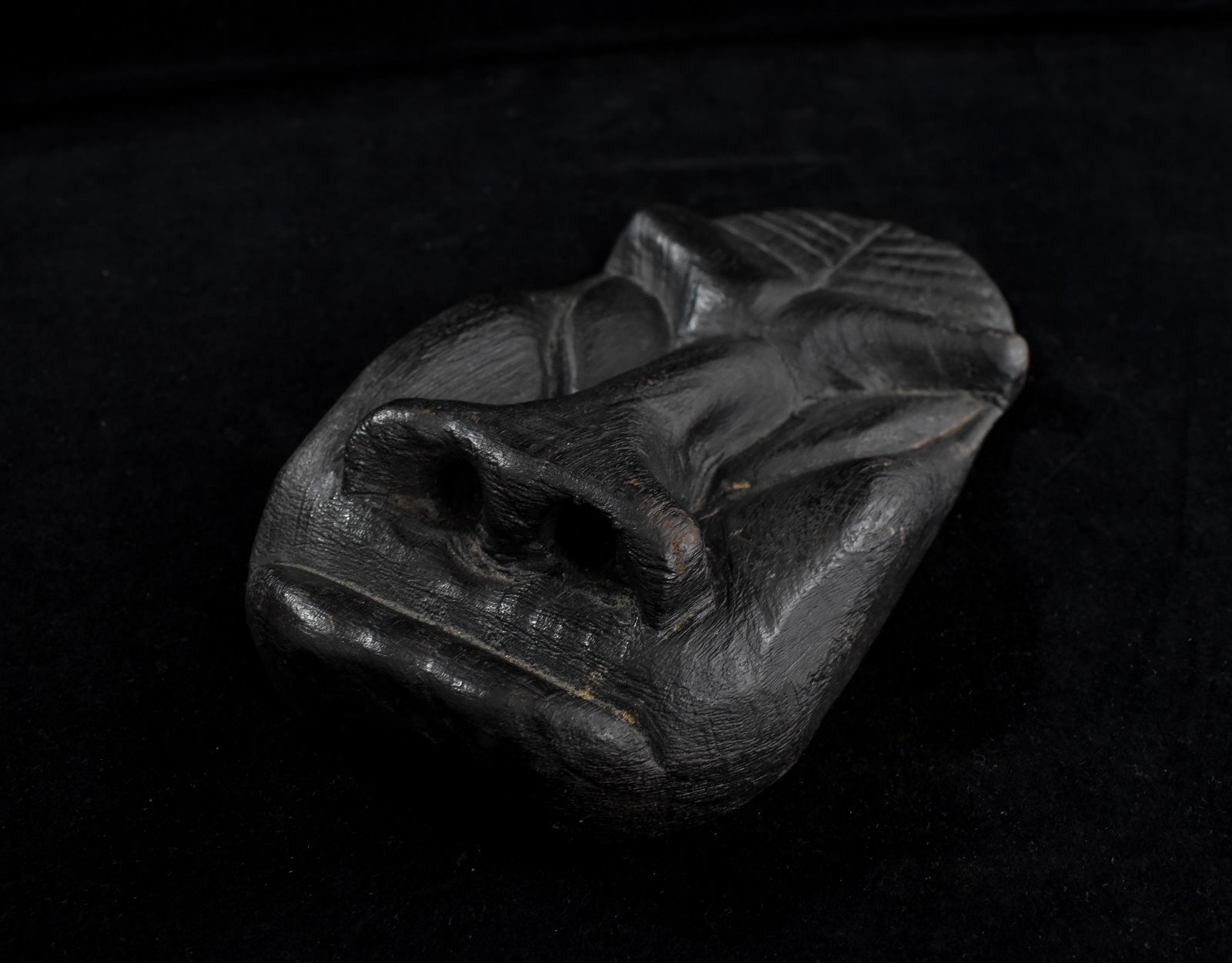 Ape Wood Carved Face Used 9in L X 5in W x 2 1/2in D