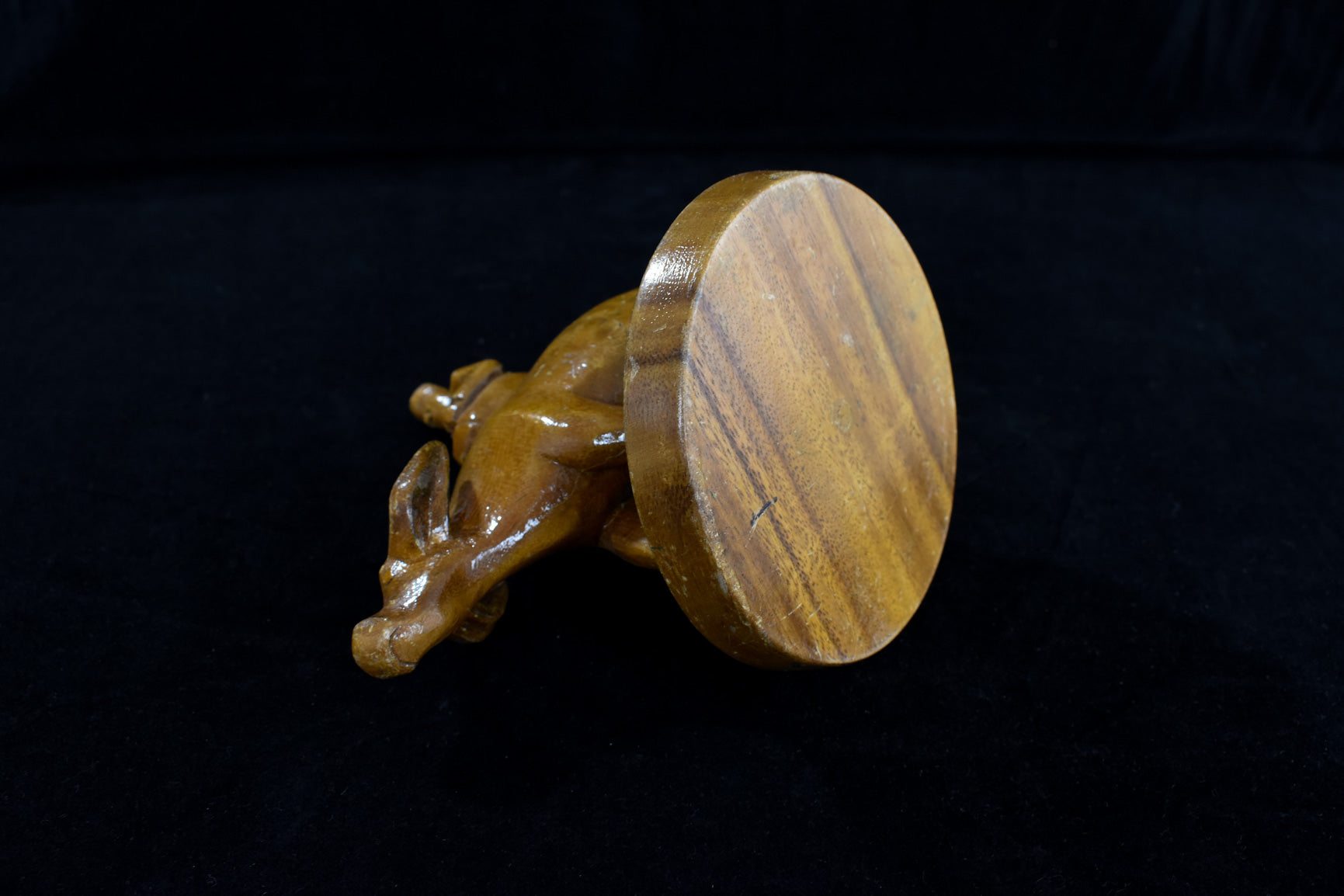 Hand Carved Wood Chinese Man on Water Buffalo Oxen Used Vintage Statue