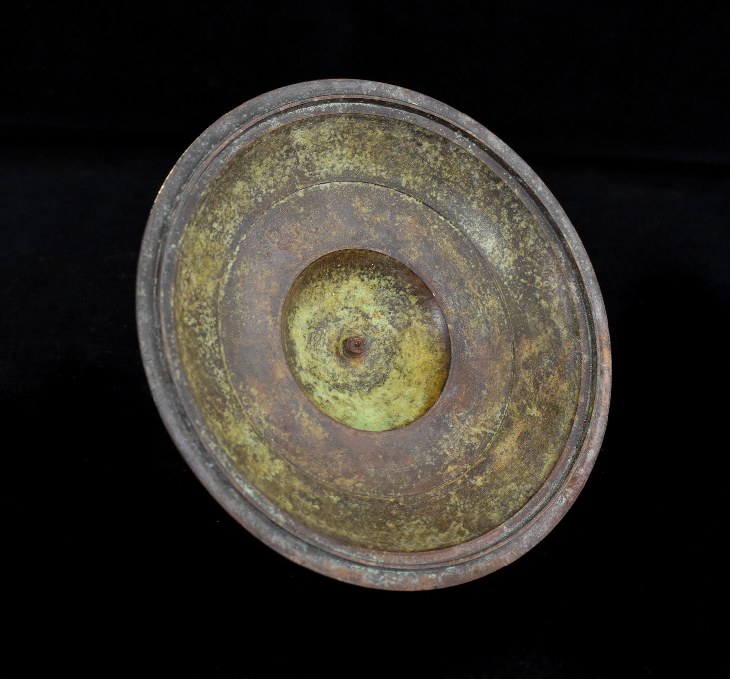 Brass Metal Bowl and Lid Pot Vintage Used Lions Face 19th Century