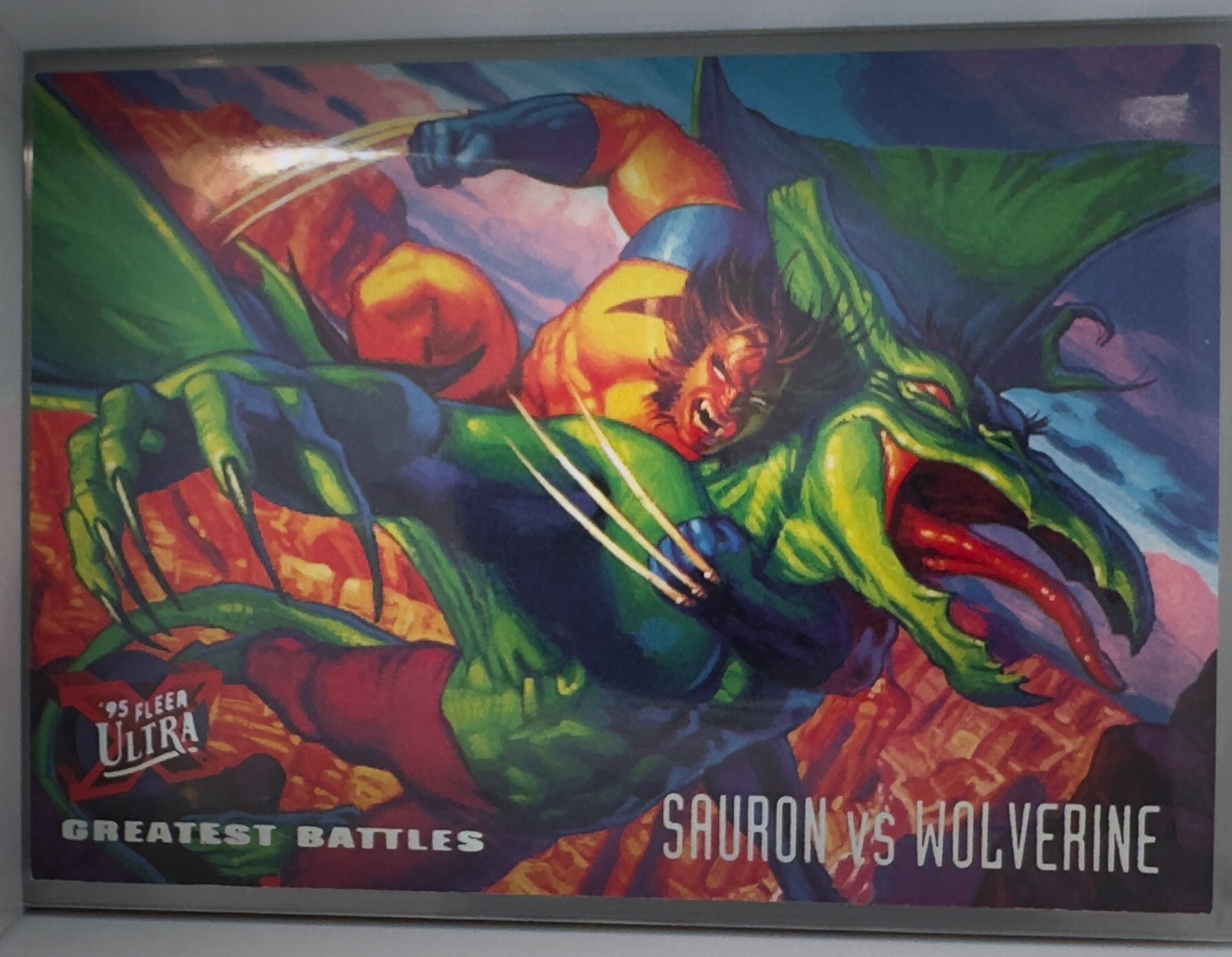 Marvel Fleer Ultra 1995 X-Men Card No. 140 Sauron Vs Wolverine Greatest Battles 