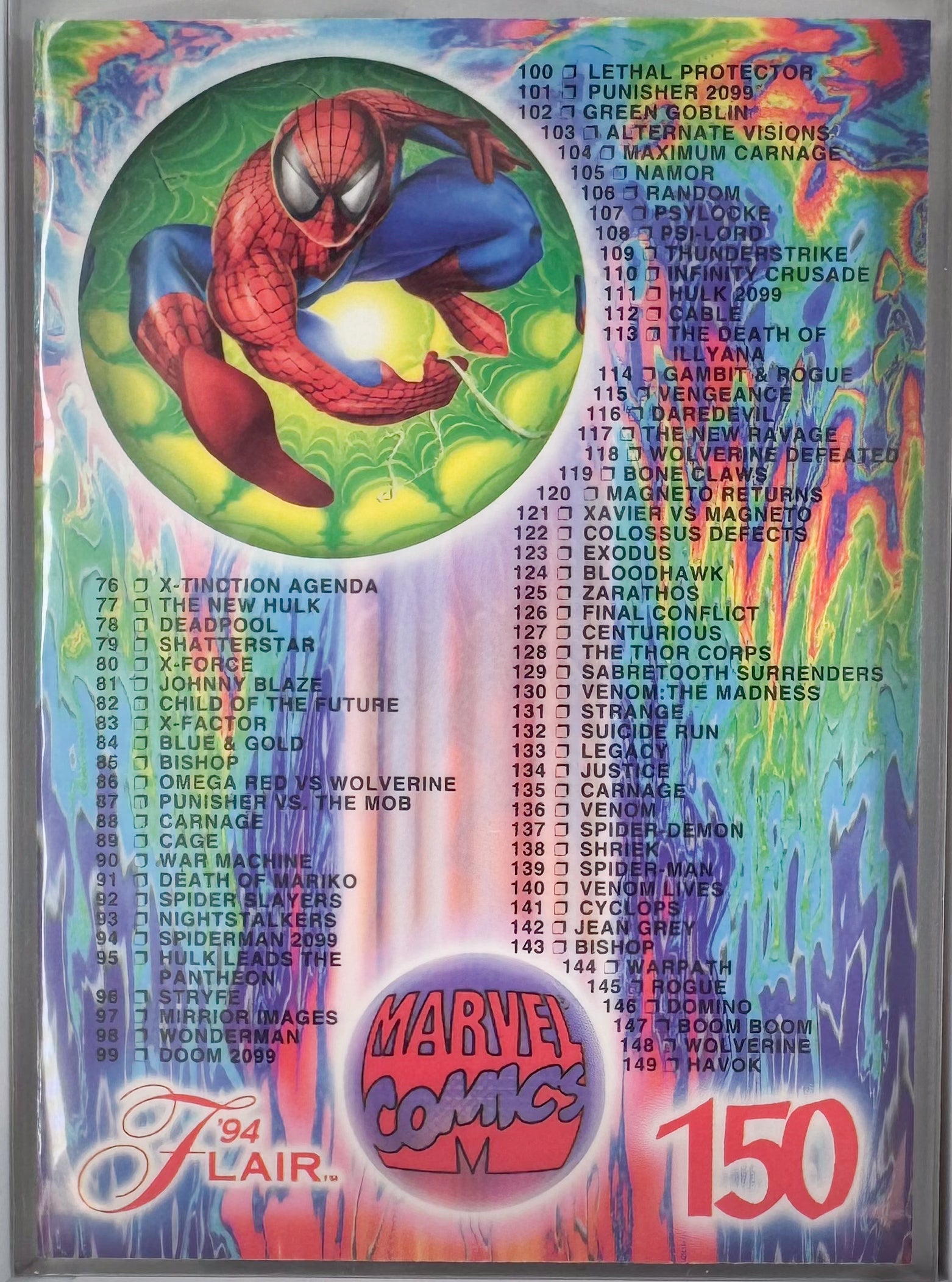 Flair Marvel Annual ’94 Checklist Marvel Annual 1994 No.150