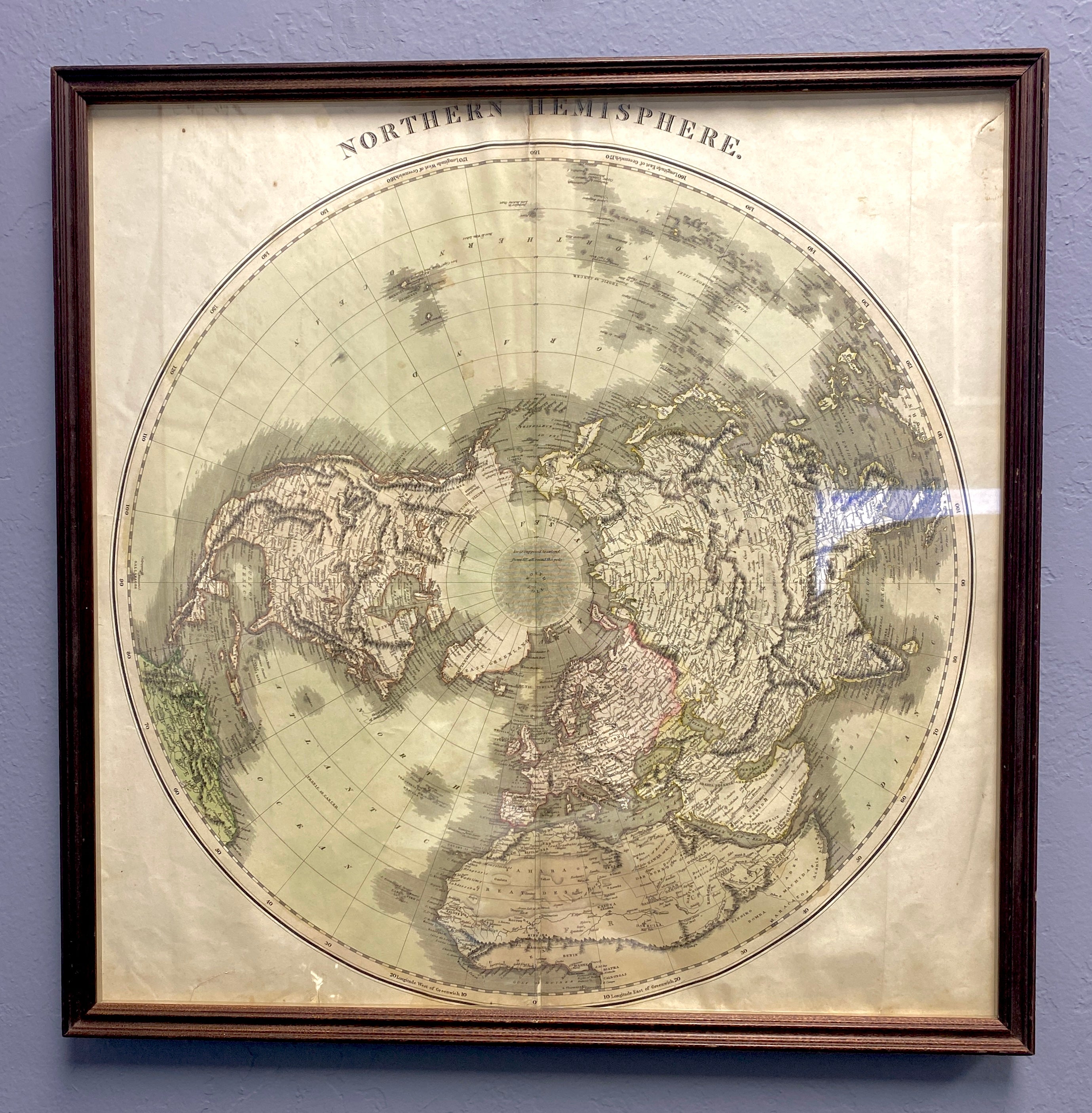 Northern Hemisphere Map 1817-1830 James Kirkwood & Son for John Thomson's New General Atlas