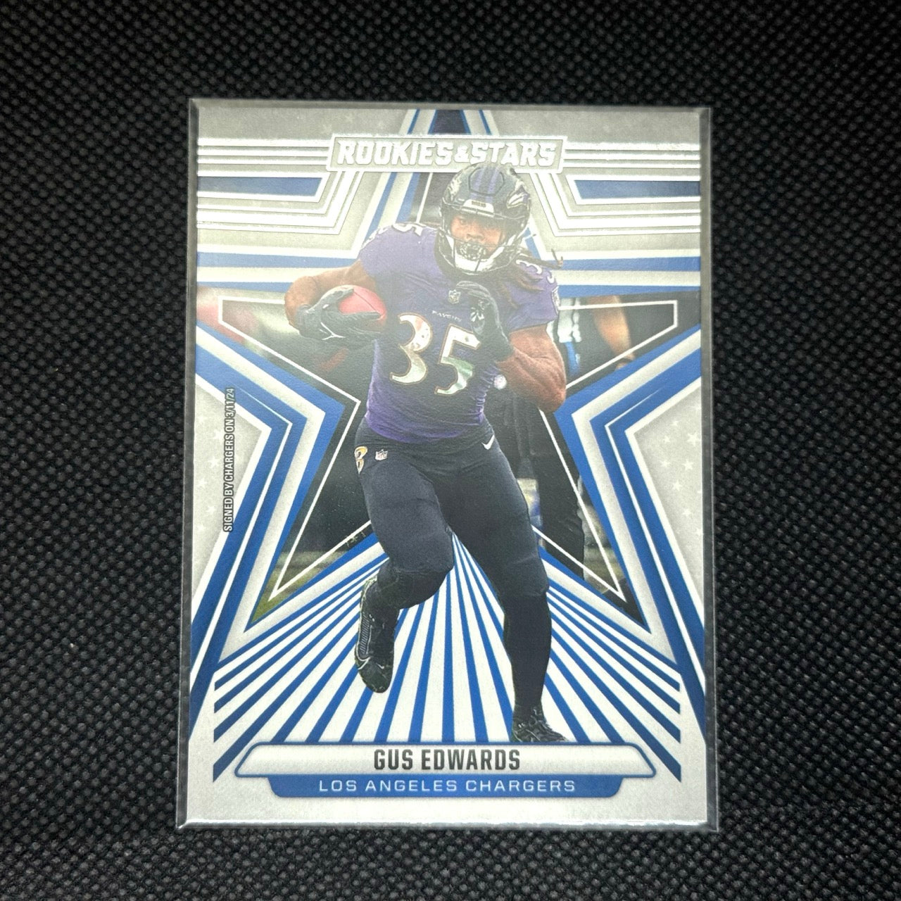 Gus Edwards Panini Rookies and Stars 2024 Card No.55