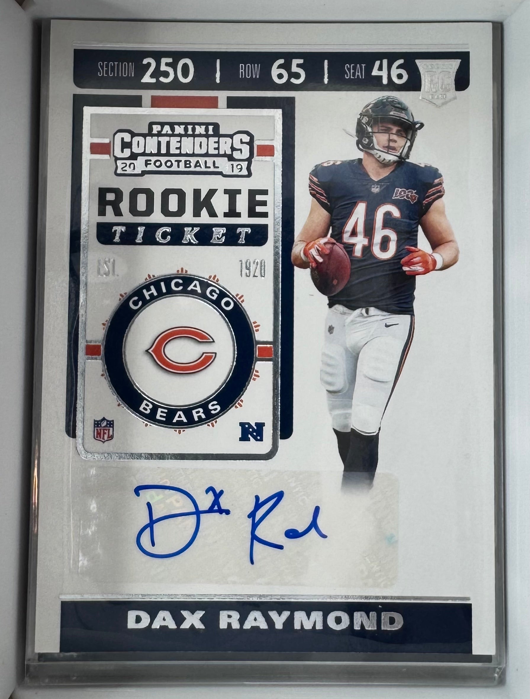 Dax Raymond No.278 Auto Rookie Chicago Bears 2019 Panini Contenders