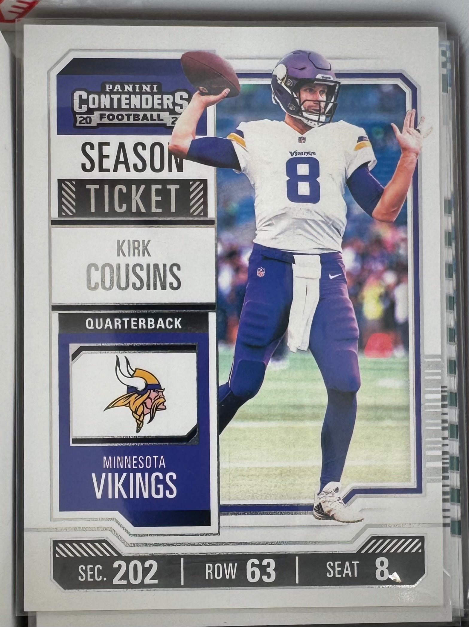 Kirk Cousins Vikings 2023 Panini Contenders Football Card No.68