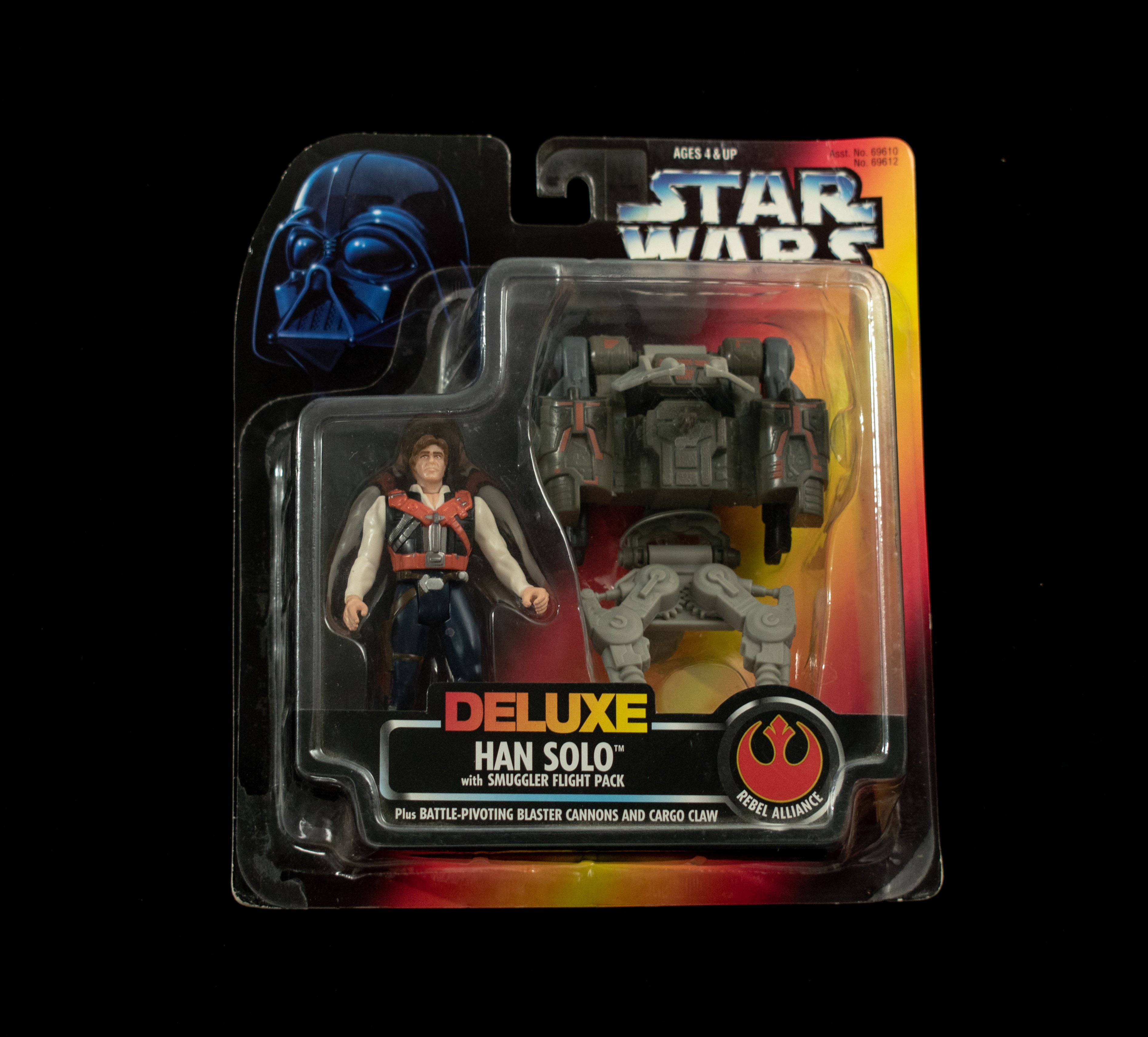 Han Solo Deluxe Smuggler Flight Pack Star Wars Power Of the Force Orange Card