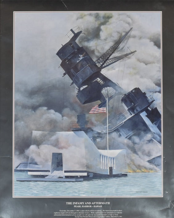 Pearl Harbor Hawaii After Math Vintage Framed Poster Print Dec 7 Island Heritage Published