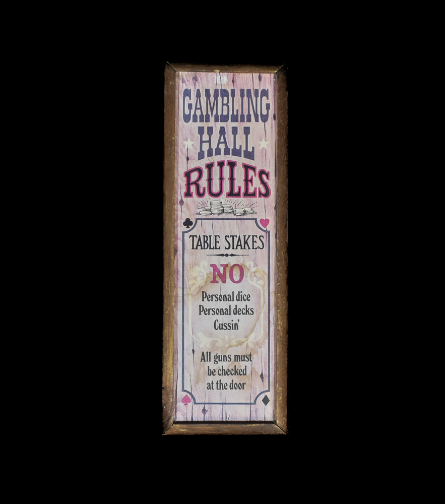 Gambling Hall Rules Bar Sign Home Decor Piece Kitchen Used 6x18 Wood Wall Hanging Decor