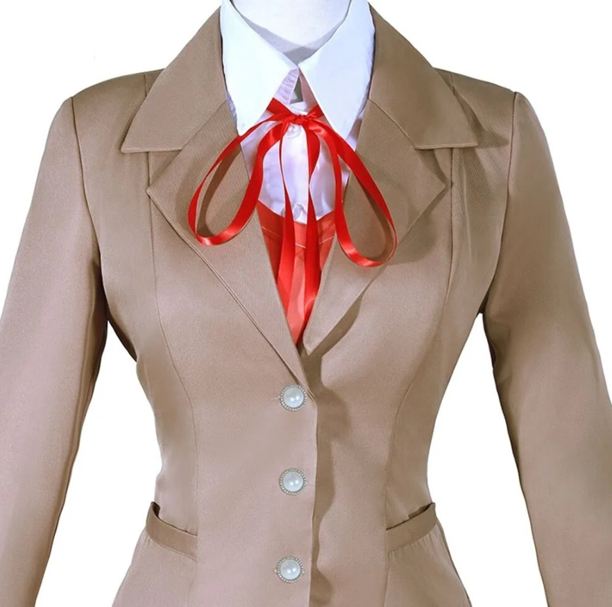 Doki Doki Literature Club Monika Cosplay Costume Game Jacket Skirt Shirt Tie Yuri Natsuki